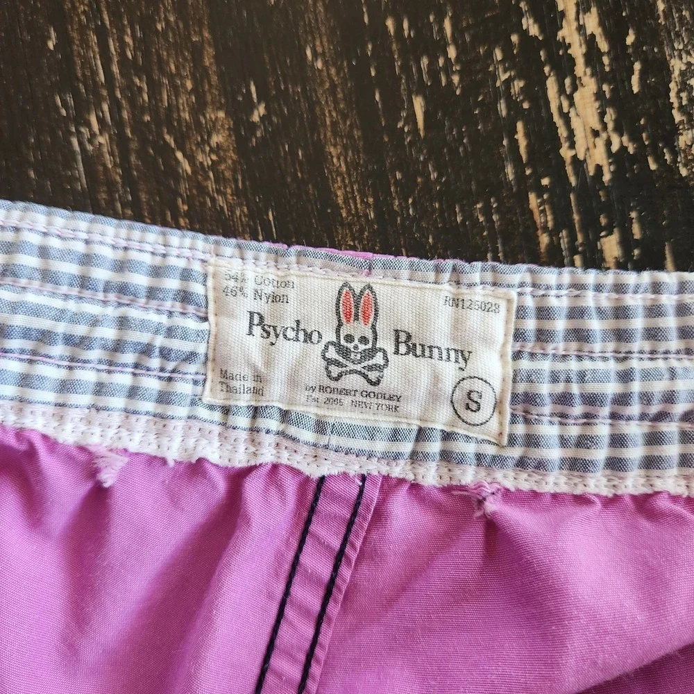 Psycho Bunny Swim Trunks Men's‎ Small UNLINED Logo Purple Drawstring Pockets